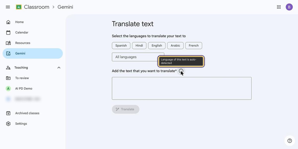 Tooltip: Language of this text is auto-detected